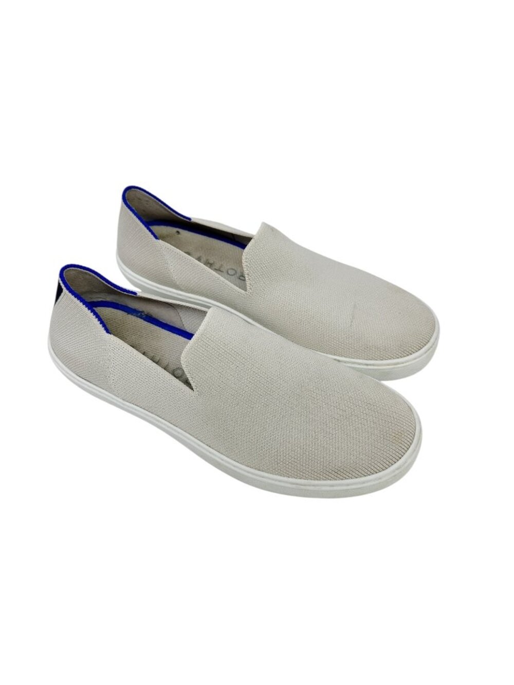Rothy's The Original Slip-On Sneakers Women's 8 Sand Navy Knit Washable Shoes